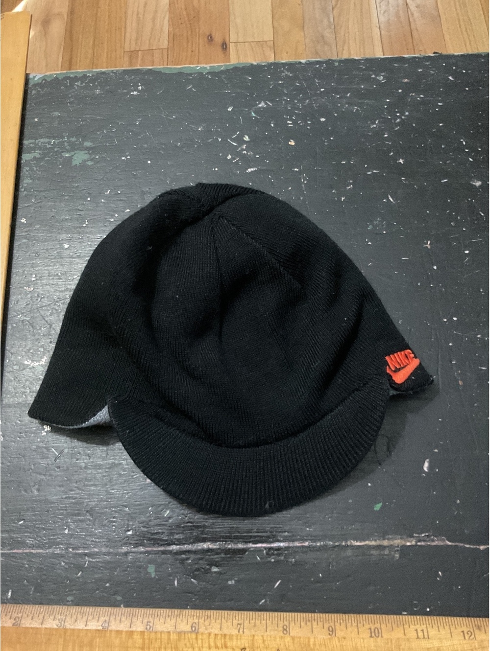 Nike Reversible Knit Beanie Hat with Visor - Black & Gray